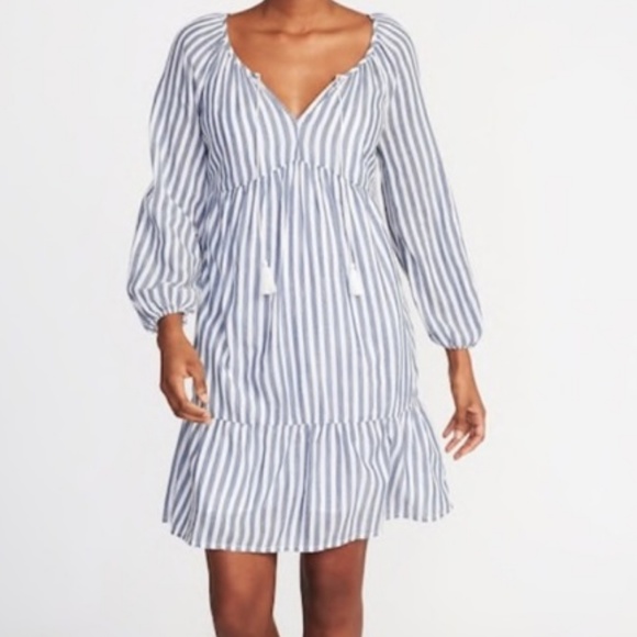 old navy blue and white striped dress